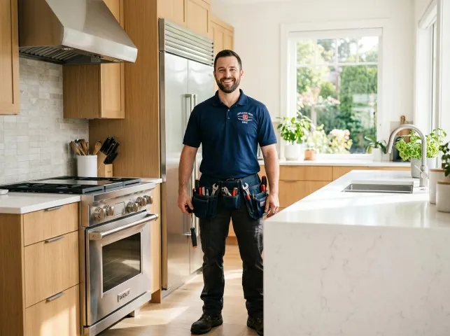 Appliance Repair Hero technician in a Bellflower, CA kitchen after an appliance repair